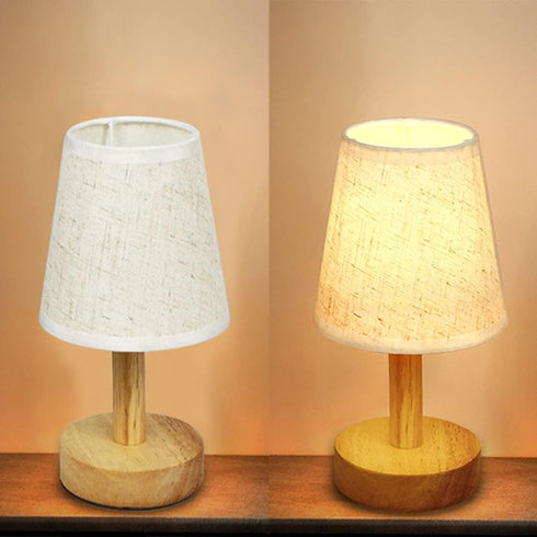 Small Table Lamp,Bedside Table Lamp,Wooden Bedside Lamp Simple Bedroom Lamp Linen Shade Mini Desk Lamp Night Light Nightstand Lamp for Bedroom,Liv...