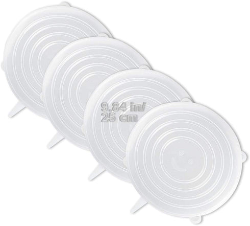 4 Pack Same Size Silicone Stretch Lids, Thicker Reusable Sturdy Silicone Container Cover, Expandable Food Storage Covers, Dishwasher and Freezer S...