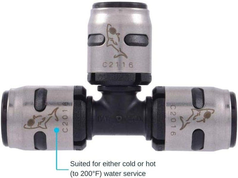 SharkBite 1/2 Inch EvoPEX Tee, Pack of 3, Push to Connect Plumbing Fitting, PEX, K362Z3...