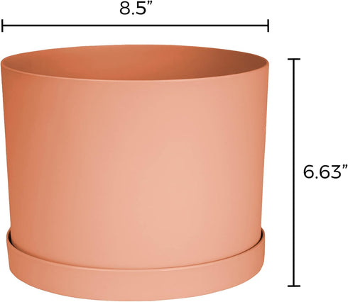 Bloem Mathers Planter w/Saucer Tray 8" Muted Terra Cotta...