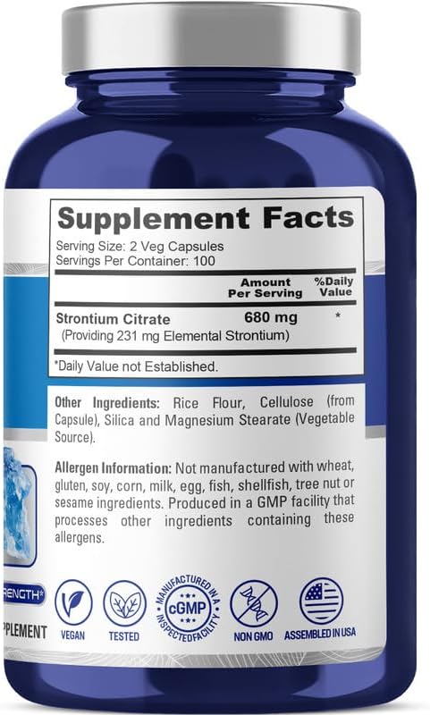 NusaPure Strontium 680 mg 200 Vegetarian Caps (Non-GMO, Vegan)...