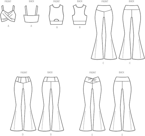 McCall's Misses' Knit Crop Tops and Flared Pants Sewing Pattern Kit, Design Code M8368, Sizes XS-S-M-L-XL, Multicolor...