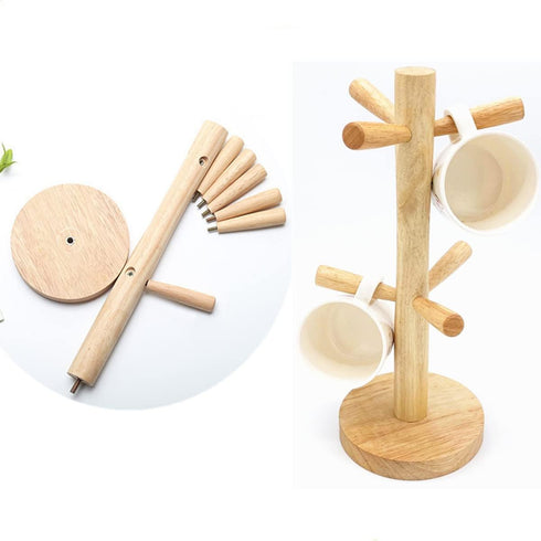 Mug Holder Tree, Bamboo Mug Tree Stand, Countertop Mug Tree, Coffee Cup Stand for Countertop, Coffee Cup Holder with 6 Hooks...