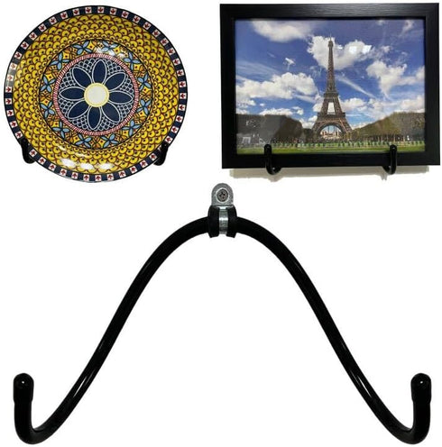Wall Mount Metal Display Stand, Black Easel Plate Display Photo Holder Stand, Displays Picture Frames, Decorative Plates, Tablet and Art, Home Dec...