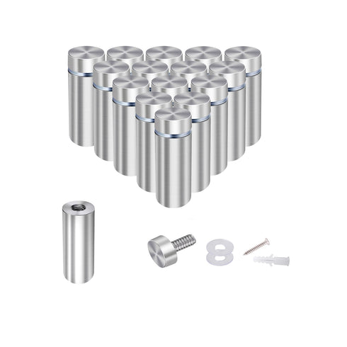 1/2” Dia x 2” L Standoffs Screws for Acrylic, Silver Sign Standoff Wall Mounts Hardware 16 Pack, Stainless Steel Stand Off Holder for Glass Board ...