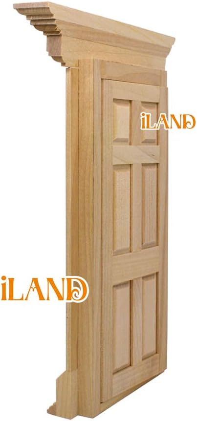 iLAND Dollhouse Door on 1:12 Scale, Miniature Door w/Handle & Knocker (Neoclassical Mini Door)...