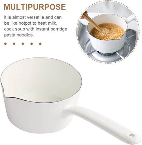 1.2L Saucepan, Nonstick Milk Pan with Pour Spouts, Butter Warmer, Melting Milk Boiling Porridge Soup Saucepan Gas Stove Enamel Milk Pot with Handl...