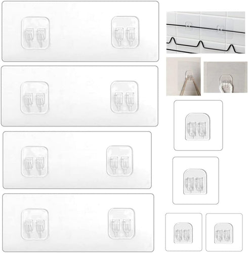 8 PCS Shower Caddy Adhesive Sticker Hook Replacement Hooks Mount for Shower Basket Bathroom Shelf Soap Dish Holder for Kitchen Strip Storage Shelv...