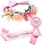 Girls Baby Shower Decoration - Adjustable Flower Crown Tiara and Growing A Princess Sash, Daddy Pin, Pink Party Gifts for Expectant Mom Dad Parent...