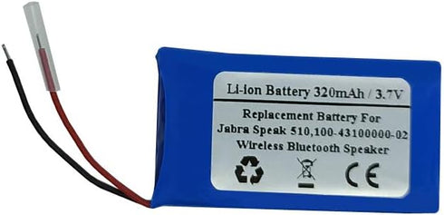 320mAh 3.7V Replacement Battery for Jabr a Speak 510, 100-43100000-02 Wireless Bluetooth Speaker, AHB582035PR-03, 1ICP6/20/35......