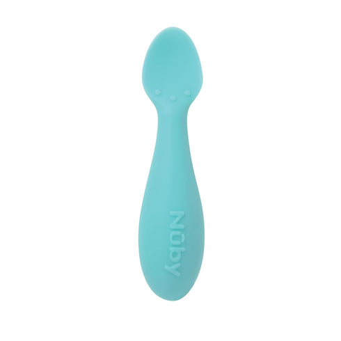 Nuby Silicone Mini Spoons - (2-Pack) Baby-Led Weaning Spoons for Babies - 4+ Months - Aqua...
