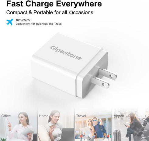 ?18W USB Charger 4-Pack??QC 3.0? Gigastone 18W Fast Charging Block, Type-A Power Adapter, Qualcomm Certified QC3.0 USB Wall Plug, Compatible with ...