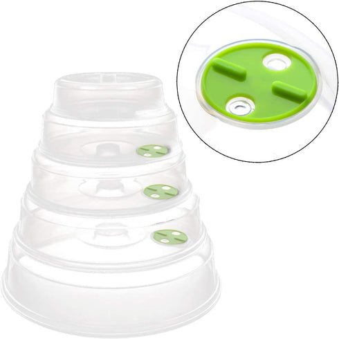 Set of 5 Microwave Plate Covers with Adjustable Steam Vents; Microwave Splatter Covers - Mixed Sizes for Large & Small Food Plates Bowls...
