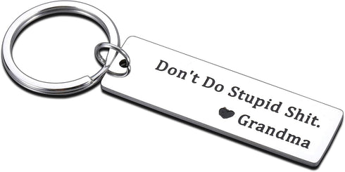 KINMES Dont Do Stupid ShitKeychain for Teen Boys Girls Granddaughter Grandson, Granddaughter Grandson Gifts from Grandma,Don't Do Stupid Sht Love ...