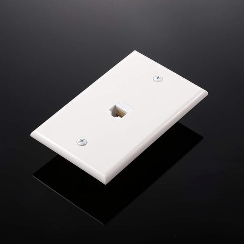 Weewooday 4 Pack Ethernet Wall Plate with Single Port, RJ45 Cat6 Female to Female Jack Inline Coupler Plates Ethernet Cable Faceplates(White,4 Pac...
