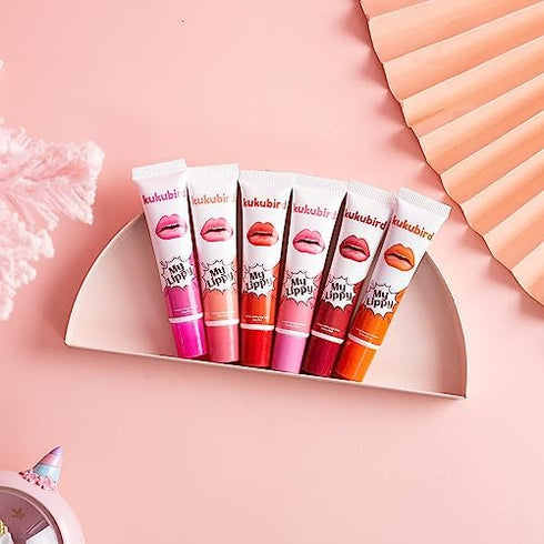 kukubird 6pcs Matte Lip Stain High Pigmented Longwear Peel Off Womens Waterproof Girl Makeup Lipgloss Set- Lip Tattoo...