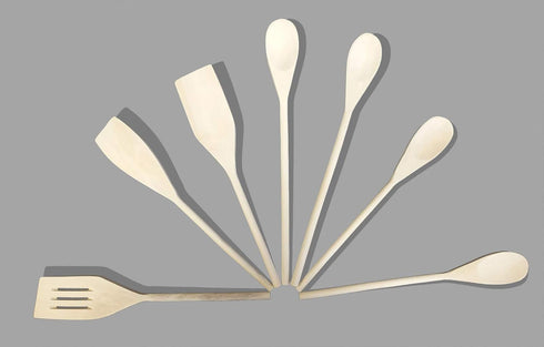7 Piece Organic Wood Utensil Set, Spatula and Spoons | Eco-friendly Safe Kitchen Cooking Tools...