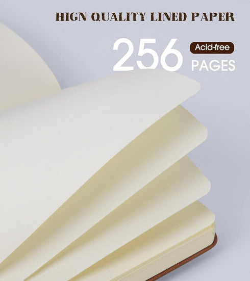 Blank Journal Notebook for Women Men, A5 Unlined Journal for Writing Sketchbook, Hardcover Leather Unruled Jouranl Notebook for Work with 256Pages...