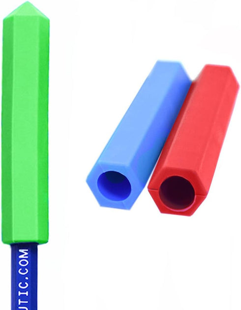 ARK's Krypto-Bite Pencil Topper Chewable Tubes - Made in The USA (Combo - 1 of Each Toughness, Red/Green/Blue)...