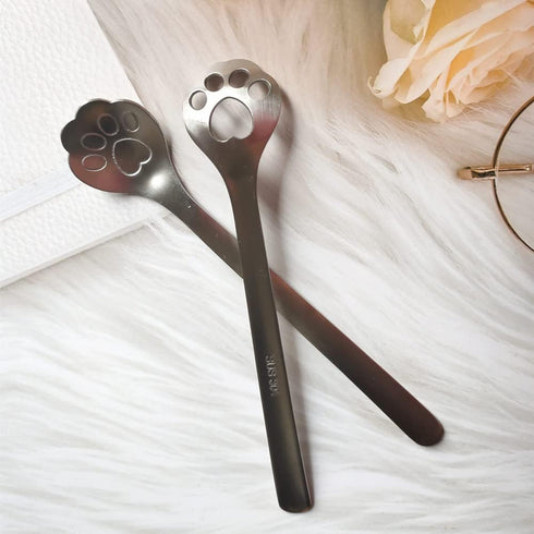 Stainless Steel Cat Paw Stirring Spoon Small Hollow Out Coffee Spoons for Dessert Coffee Teaspoon Appetizer Tableware Spoon Kitchen Restaurant...