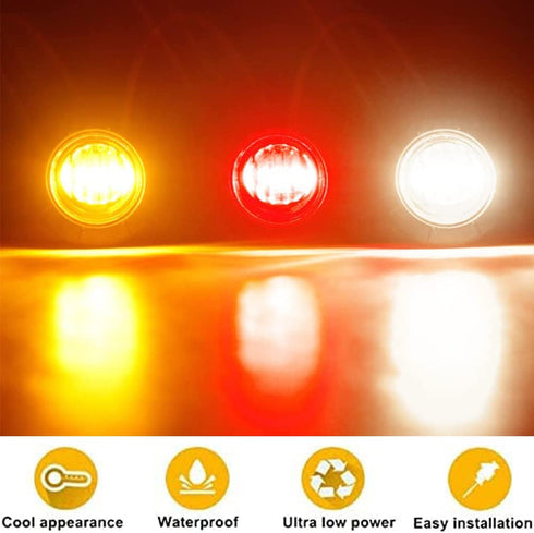 15Pcs 3/4 Inch LED Marker lights Signal Light 12V for Trailer Truck Bus Van (Red+Amber+White)...