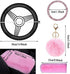 Cute Fluffy Steering Wheel Cover Set, Warm Soft Fur Fuzzy Covers for Women/Girls,Universal 15 Inch 1 Set 8 Pcs Car Accessories (Pink)...