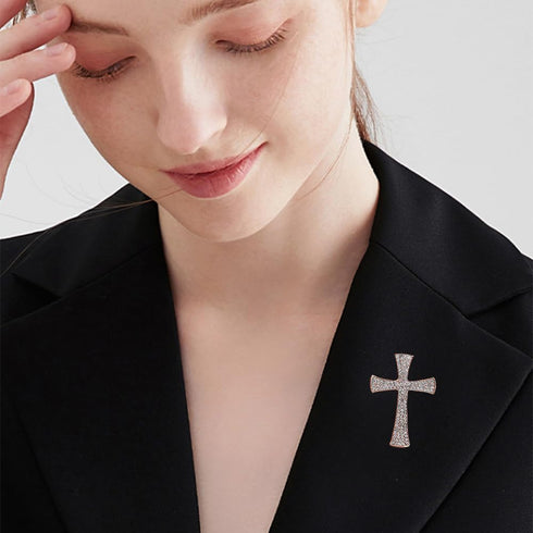 Rhinestone Cross Brooch Pin for Women Girls Crystal Christian Cross Star Brooches Lapel Pin Sparkling Religious Unisex Faith Lightweight Dress Acc...