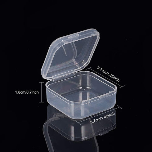 BENECREAT 18 Pack 1.45x1.45x0.7 Inches Square Clear Plastic Bead Storage Containers Box Drawer Organizers with Lid for Earplugs Pills Tiny Bead Je...