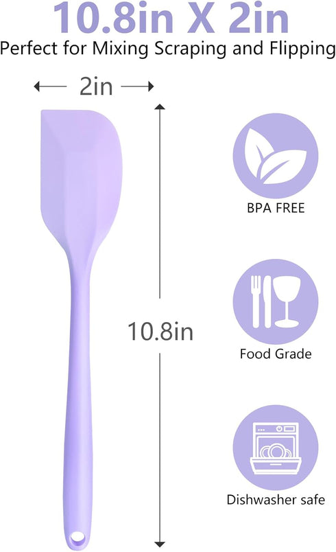 Purple Rubber Spatula for Kitchen Use, 10.8In Silicone Spatulas for Cooking Heat Resistant, Flexible Small kitchen Spatula for Kitchen Nonstick Co...