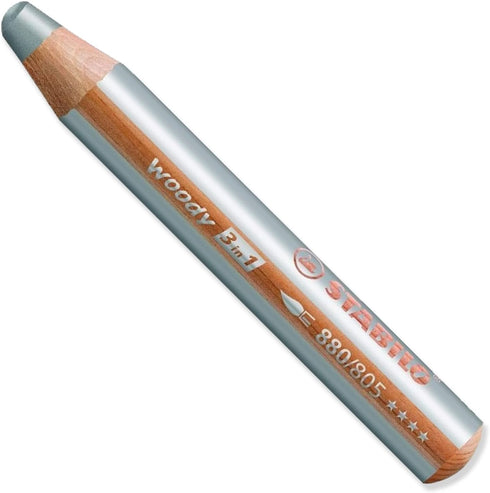 STABILO Multi-talented Pencil woody 3-in-1 - Pack of 2 Pencils - Gold & Silver...