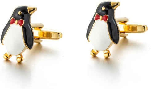 Penguin Cufflinks for Men, Penguin Animal Cufflinks, Penguin with Bow Tie Cuff Links, Lovely Penguin Shirt Tuxedo Cufflinks, Punk Cufflinks French...