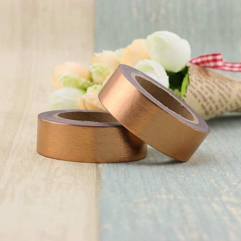 MEI YI TIAN 6 Rolls Solid Copper Gold Foil Washi Tape Set 15mmx10m Bronze Golden Stamping Paper Adhesive Masking Tapes Sticky Paper Tape for DIY S...