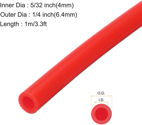 3.3ft 5/32" ID x 1/4" OD Silicone Tubing Red Industrial Plastic Tubing Pure Silicone Hoses for Pump Siphoning Draining Irrigation Brewing...