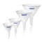 4pc Funnel Nesting Set in BPA Free Plastic for Kitchen Cooking, Car Oil, Home, or Lab Use (White)...