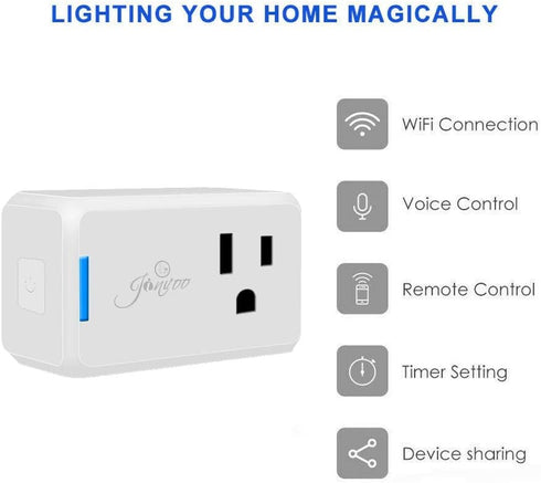 Smart Plugs That Work with Alexa Google Home SmartThings Jinvoo 15A WiFi Outlet No Hub Needed, 2.4G WiFi Only 2 Pack......