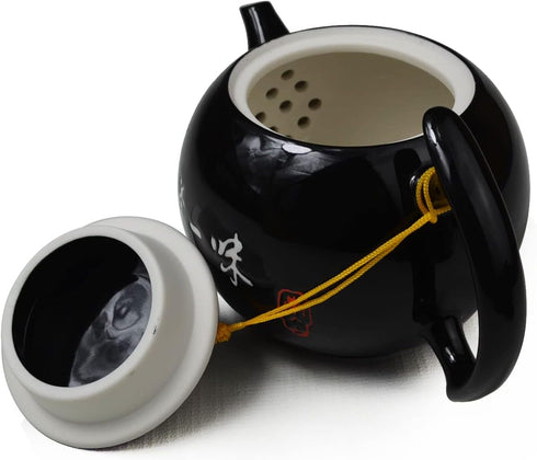 Porcelain Teapot, 10oz Small Tea Pot Xishi Chinese Gongfu Tea Set Ceramic Kettle Black (Teapot)...