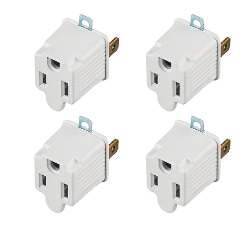 Oviitech 4 Pack 3Prong to 2 Prong Grounded Outlet Wall Tap Adapter Single Outlet Adapter Converter in White...
