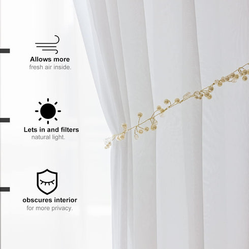 BUHUA White Sheer Curtains 63 Inches Long Rod Pocket Window Treatment Voile Panels 55" X 63" Length for Kitchen/Bedroom/Living Room Set of 2 Panel...