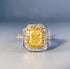 Xiaomei Women 925 Sterling Silver Princess Cut Citrine Ring Cushion Cut Cubic Zirconia CZ Statement Halo Engagement Ring Wedding Jewelry Size 6-10...