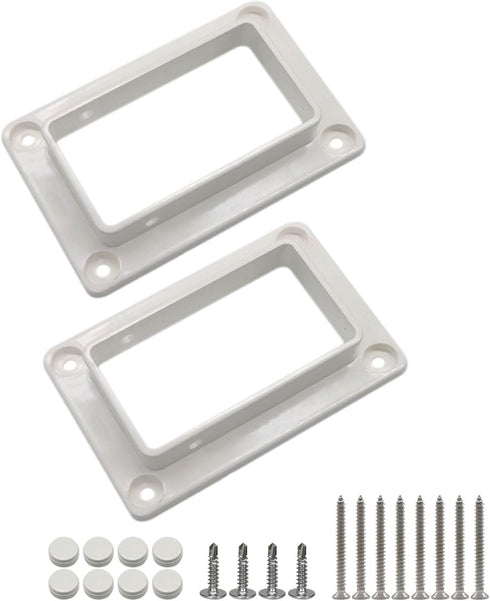 2PCS Qlvily 2" x 3 1/2" Slotted Handrail Bracket Kit, Vinyl Fence Brackets, Vinyl Fence Parts, Screws Included, White...