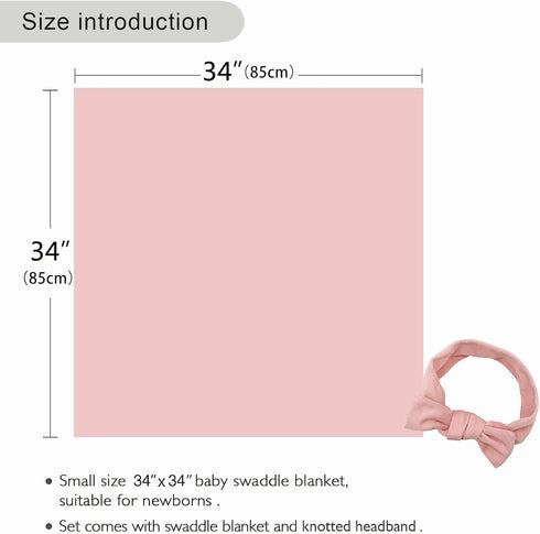 Newborn Swaddle Blanket with Hat Set Baby Swaddle Set Hospital Receiving Blankets for Girls Boys(Blush,35"*35")...