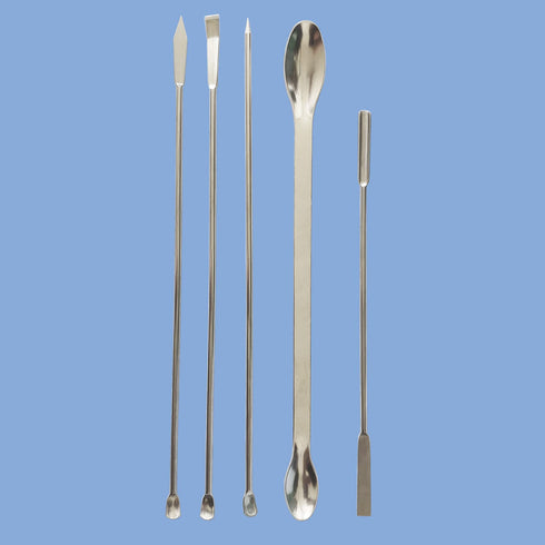 5 Pack Lab Spoons Micro Lab Spoon Scoop with Nickel Stainless Steel Laboratory Mixing Spatula Sampling Spoon for Combination Reagent, Powd...
