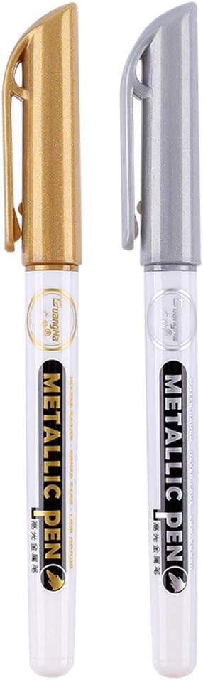6Pc Gold Silver Epoxy Resin Drawing Pen Gold Leafing Point Pen Marker Acrylic Paint Highlights Metallic Permanent Marker Silicone Molds epoxy resi...