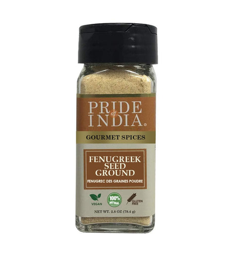 Pride of India – Fenugreek Seed Ground – Gourmet Indian Spice – Vegan, Gluten & GMO-Free – Ideal for Cooking & Meat Seasoning – Easy to Use – 2.8 ...