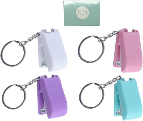 Heavy Duty Keychain 5 Pieces Mini Stapler, Tiny Office Stapler Small Keychain Staplers Hand Staplers Portable Desktop Stapler for Office Stapler D...