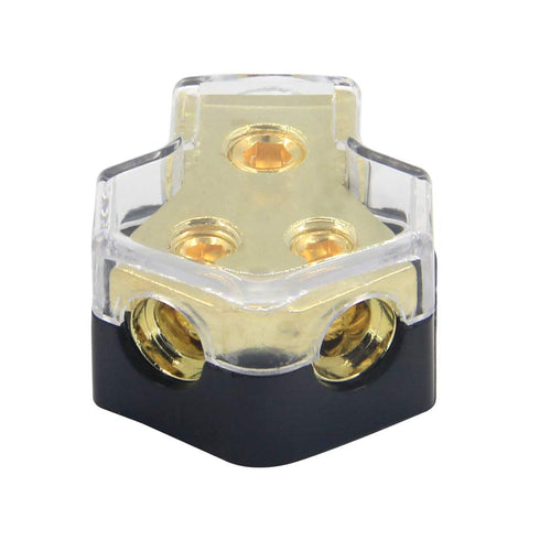 2 Way Power Distribution Block, 0/2/4 AWG Gauge in, 4/8/10 Gauge Out, Car Audio Stereo Amp Distribution Connecting Block for Audio Splitter (2Way)...