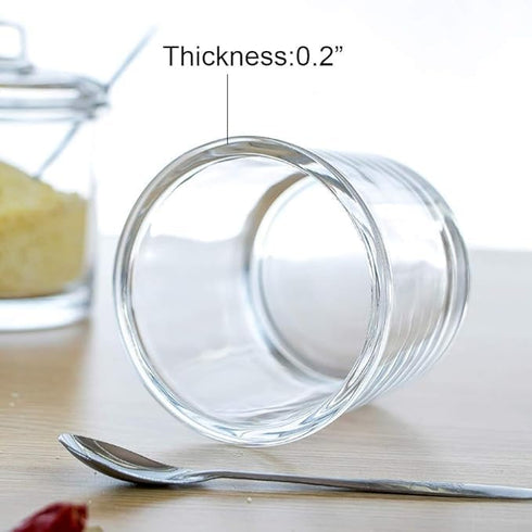 123Arts Glass Sugar Bowl Spice Jar with Lid and Stainless Steel Spoon Spoon...