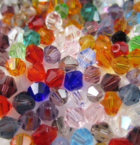XinBoWen DIY 4mm 1000Pcs Bulk Faceted Bicone Crystal Glass Beads with Container Box Beads for Making Jewelry (Mixed Colors)...