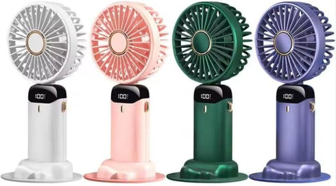 Ultra Quiet Handheld Fan, Portable Personal USB Rechargeable Battery Operated, Hand Fan with 5 Speeds, 90° Rotation Fan Powerful Fan for Dorm Bedr...