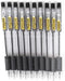 PIANO Comfort Grip Retractable - Needle Ballpoints Pens Black Pointer,0.8 mm - Pack of 10...